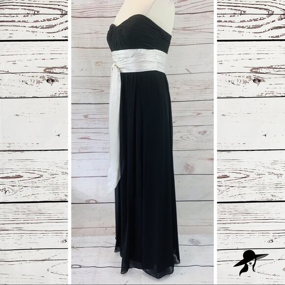 Bill Levkoff black white pleated bust long bride - Picture 2 of 8